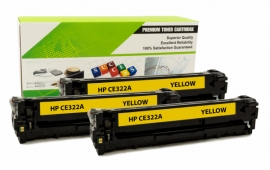 Cartouche Laser HP CE322A - 128A JAUNE Compatible 3-Pack-1