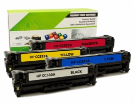 Cartouche Laser HP CC530A/CC531A/CC532A/CC533A - 304A Compatible Combo Pack BK/C/M/Y-1
