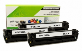 Cartouche Laser HP CE320A - 128A NOIR Compatible 3-Pack-1