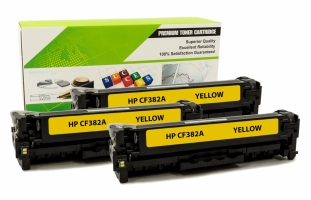 HP CF382A - 312A JAUNE Compatible 3-Pack