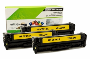 HP CE412A - 305A JAUNE Compatible 3-Pack