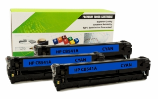 HP CB541A - 125A CYAN Compatible 3-Pack